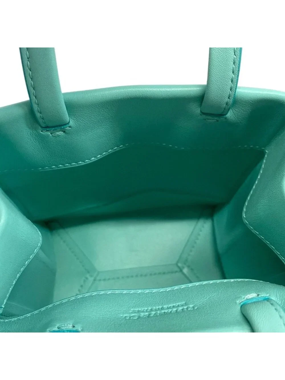 Tiffany & Co Tote Mini Shopping Light Blue Leather